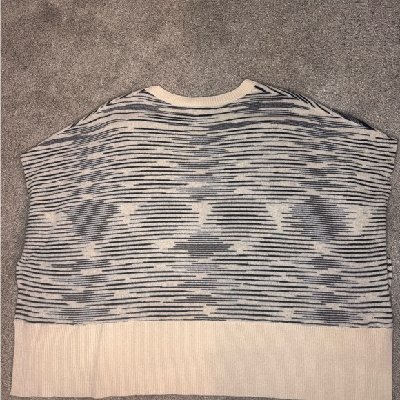 Hayden 100% Cashmere Navy Cream Striped Poncho Sweater XS - Picture 2 of 4